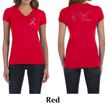 Ladies Shirt Pink Ribbon For My Mom Front & Back Print V-neck Tee
