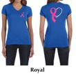 Ladies Shirt Pink Ribbon Heart Front & Back Print V-neck Tee T-Shirt