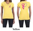 Ladies Shirt Pink Ribbon Heart Front & Back Print V-neck Tee T-Shirt