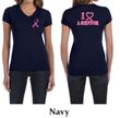 Ladies Shirt Pink Ribbon I Heart a Survivor Front & Back V-neck Tee