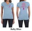 Ladies Shirt Pink Ribbon Keep Calm Front & Back Print V-neck Tee