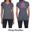 Ladies Shirt Pink Ribbon Keep Calm Front & Back Print V-neck Tee