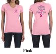 Ladies Shirt Pink Ribbon Keep Calm Front & Back Print V-neck Tee