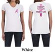 Ladies Shirt Pink Ribbon Keep Calm Front & Back Print V-neck Tee