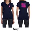 Ladies Shirt Pink Ribbon Love Hope Front & Back Print V-neck Tee
