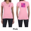 Ladies Shirt Pink Ribbon Love Hope Front & Back Print V-neck Tee
