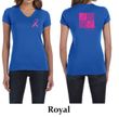 Ladies Shirt Pink Ribbon Love Hope Front & Back Print V-neck Tee