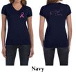 Ladies Shirt Pink Ribbon My Cousin Front & Back Print V-neck Tee