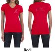 Ladies Shirt Pink Ribbon My Cousin Front & Back Print V-neck Tee