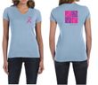 Ladies Shirt Pink Ribbon Love Hope Front & Back Print V-neck Tee