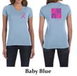 Ladies Shirt Pink Ribbon Love Hope Front & Back Print V-neck Tee