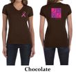 Ladies Shirt Pink Ribbon Love Hope Front & Back Print V-neck Tee