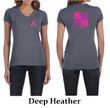Ladies Shirt Pink Ribbon Love Hope Front & Back Print V-neck Tee