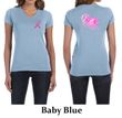 Ladies Shirt Pink Ribbon Peace Love Hope Front & Back Print V-neck Tee