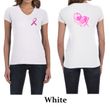Ladies Shirt Pink Ribbon Peace Love Hope Front & Back Print V-neck Tee