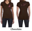 Ladies Shirt Pink Ribbon Pink For Me Front & Back Print V-neck Tee