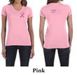 Ladies Shirt Pink Ribbon Pink For Me Front & Back Print V-neck Tee