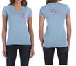 Ladies Shirt Pink Ribbon Pink For My Sister Front & Back V-neck Tee