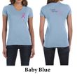 Ladies Shirt Pink Ribbon Pink For My Sister Front & Back V-neck Tee