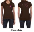 Ladies Shirt Pink Ribbon Pink For My Sister Front & Back V-neck Tee