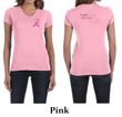 Ladies Shirt Pink Ribbon Pink For My Sister Front & Back V-neck Tee