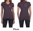 Ladies Shirt Pink Ribbon Pink For My Sister Front & Back V-neck Tee