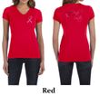 Ladies Shirt Pink Ribbon Pink For My Sister Front & Back V-neck Tee