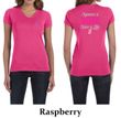 Ladies Shirt Pink Ribbon Save a Life Front & Back Print V-neck Tee