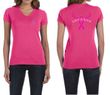 Ladies Shirt Pink Ribbon Save a Rack Front & Back Print V-neck Tee