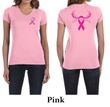 Ladies Shirt Pink Ribbon Save a Rack Front & Back Print V-neck Tee