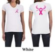 Ladies Shirt Pink Ribbon Save a Rack Front & Back Print V-neck Tee
