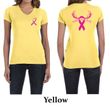 Ladies Shirt Pink Ribbon Save a Rack Front & Back Print V-neck Tee