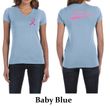 Ladies Shirt Pink Ribbon Save the Boobies Front & Back V-neck Tee
