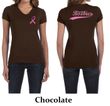Ladies Shirt Pink Ribbon Save the Boobies Front & Back V-neck Tee