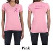 Ladies Shirt Pink Ribbon Save the Boobies Front & Back V-neck Tee