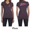 Ladies Shirt Pink Ribbon Save the Boobies Front & Back V-neck Tee