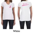 Ladies Shirt Pink Ribbon Save the Boobies Front & Back V-neck Tee