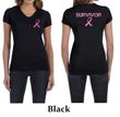 Ladies Shirt Pink Ribbon Survivor Front & Back Print V-neck T-Shirt