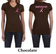 Ladies Shirt Pink Ribbon Survivor Front & Back Print V-neck T-Shirt