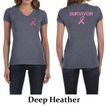 Ladies Shirt Pink Ribbon Survivor Front & Back Print V-neck T-Shirt
