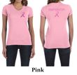 Ladies Shirt Pink Ribbon Survivor Front & Back Print V-neck T-Shirt