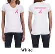 Ladies Shirt Pink Ribbon Survivor Front & Back Print V-neck T-Shirt