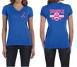 Ladies Shirt Pink Ribbon Tackle Cancer Front & Back Print V-neck Tee