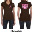 Ladies Shirt Pink Ribbon Tackle Cancer Front & Back Print V-neck Tee