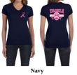 Ladies Shirt Pink Ribbon Tackle Cancer Front & Back Print V-neck Tee