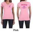 Ladies Shirt Pink Ribbon Tackle Cancer Front & Back Print V-neck Tee
