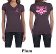 Ladies Shirt Pink Ribbon Tackle Cancer Front & Back Print V-neck Tee