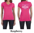 Ladies Shirt Pink Ribbon Tackle Cancer Front & Back Print V-neck Tee