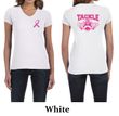 Ladies Shirt Pink Ribbon Tackle Cancer Front & Back Print V-neck Tee