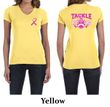 Ladies Shirt Pink Ribbon Tackle Cancer Front & Back Print V-neck Tee